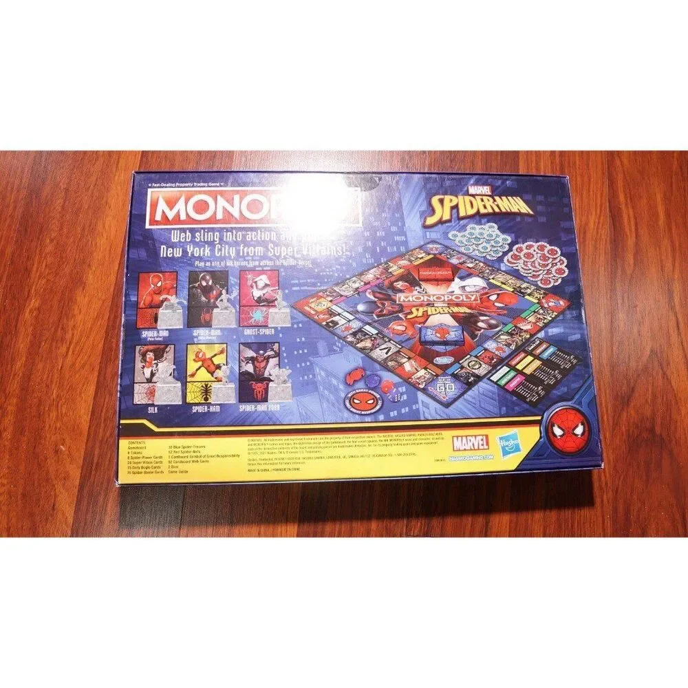 Disney Monopoly Marvel Spider-Man Edition Board Game Hasbro 2021 COMPLETE